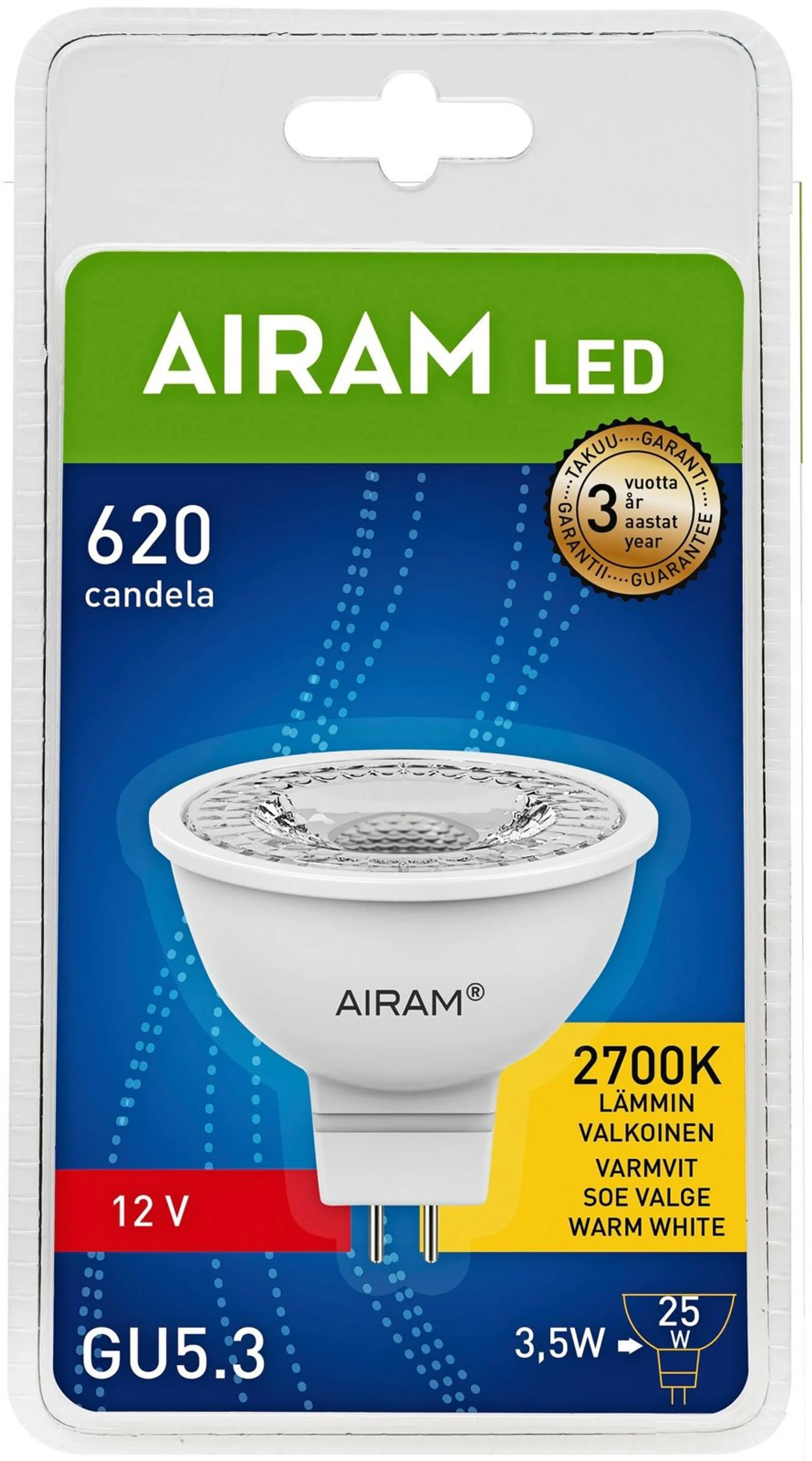 Airam LED lamppu 3W MR16 GU5.3 - 2