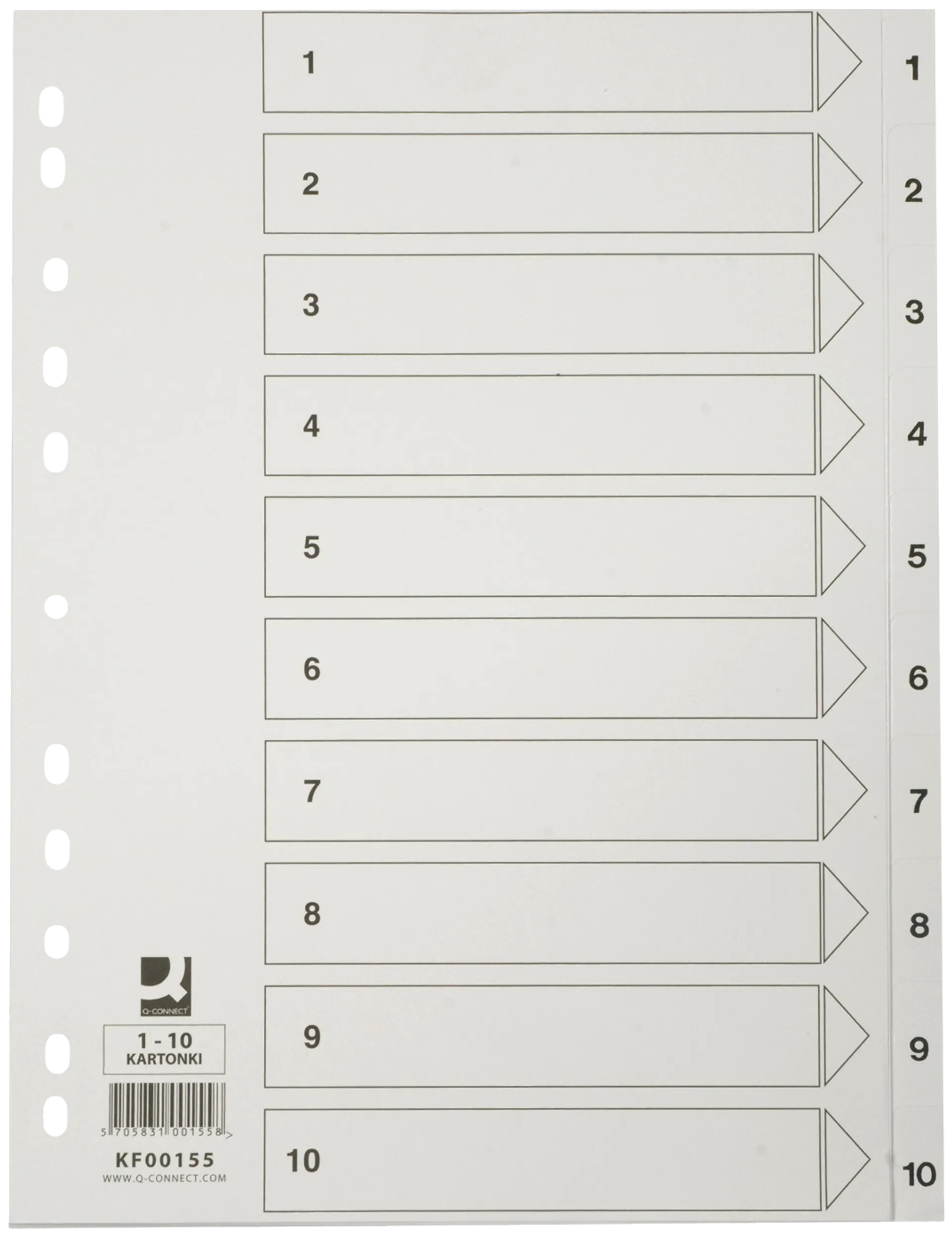 Q-Connect hakemisto A4 1-10 kartonki valkoinen