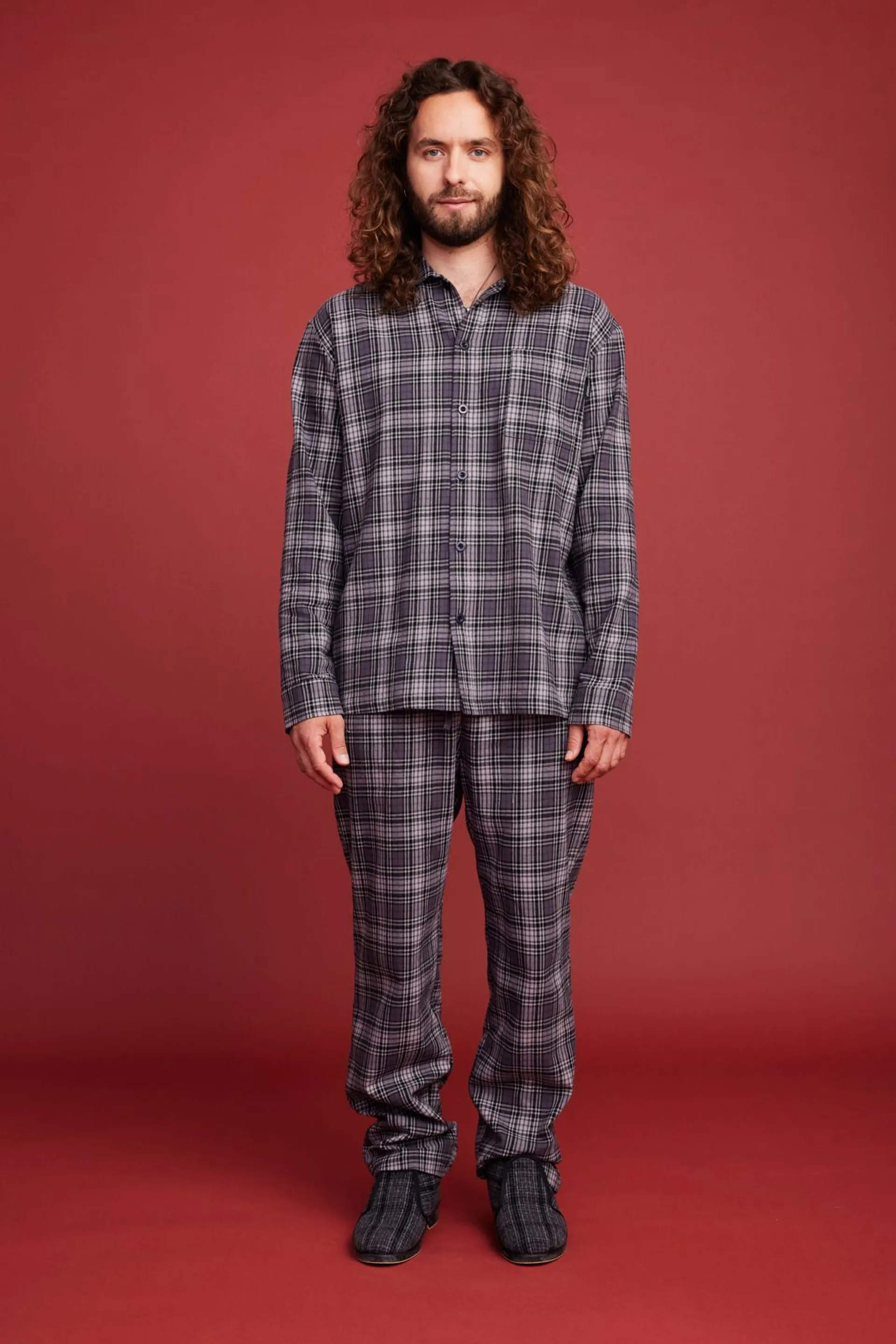 Reino&Aino miesten flanellipyjama - Dark grey - 4