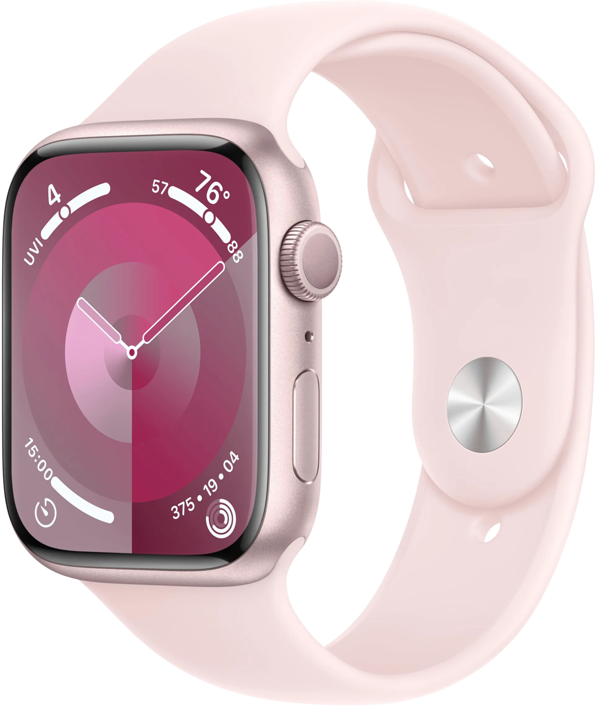 Apple watch Series 9 GPS 45mm pinkki alumiinikotelo vaaleanpunainen urheiluranneke - S/M MR9G3KS/A