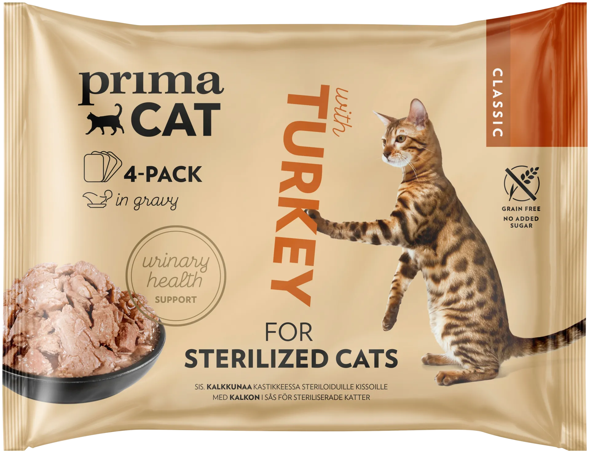 PrimaCat Classic Kalkkunaa kastikkeessa steriloiduille kissoille 4 x 85 g