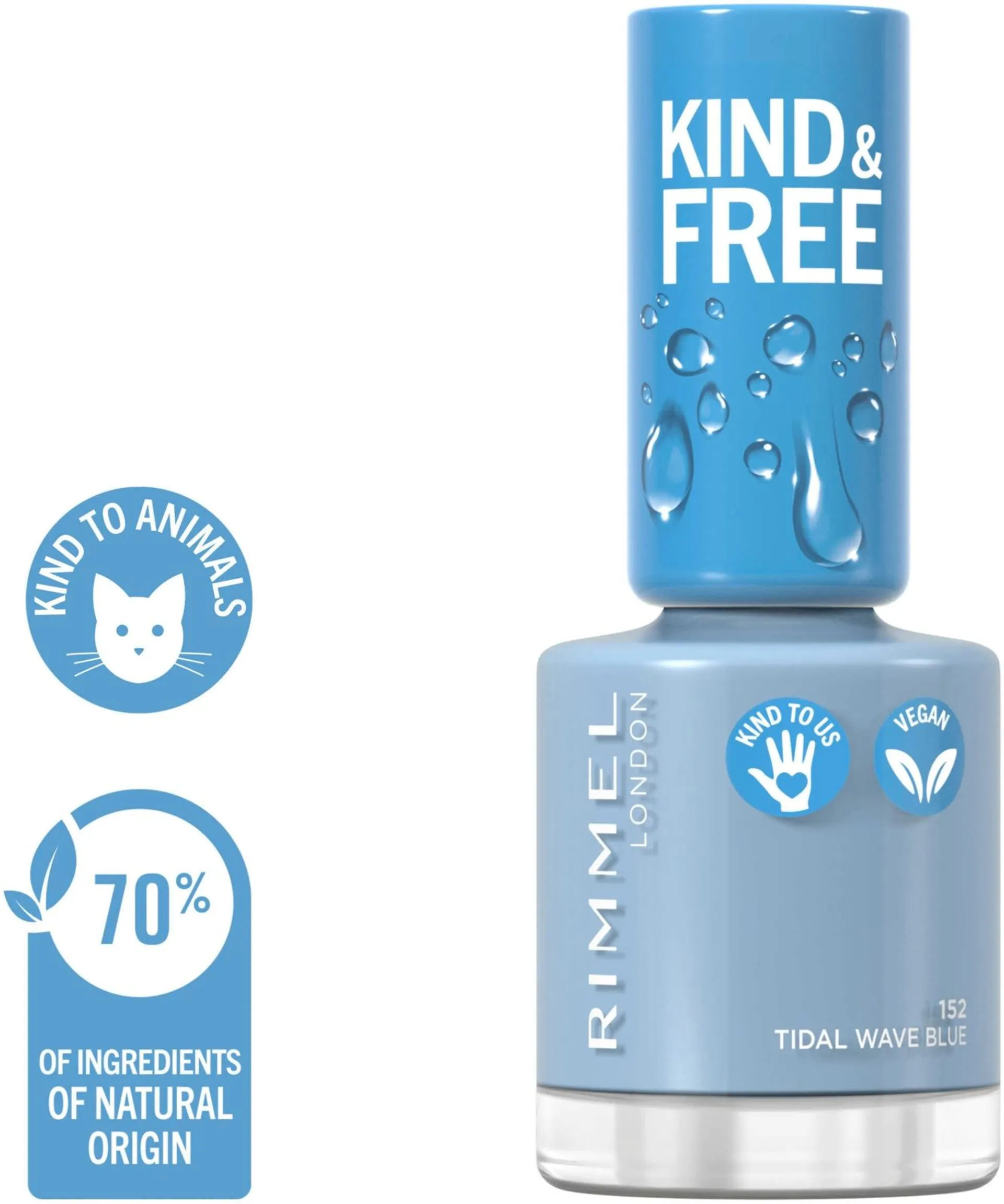 Rimmel Kind & Free Clean Nail Polish 8ml, 152 Tidal Wave Blue kynsilakka - 3