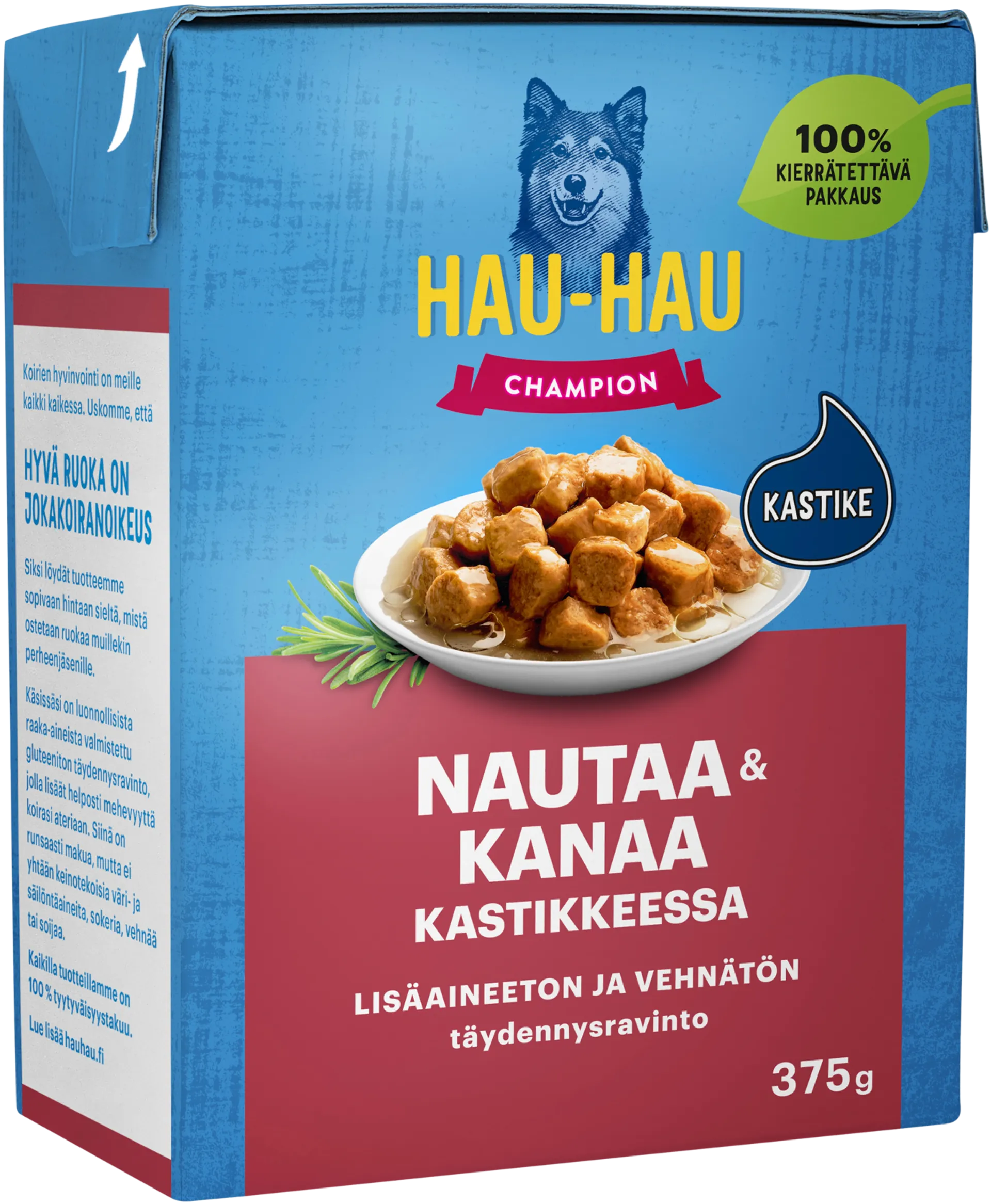 Hau-Hau Champion Nautaa ja kanaa kastikkeessa 375 g