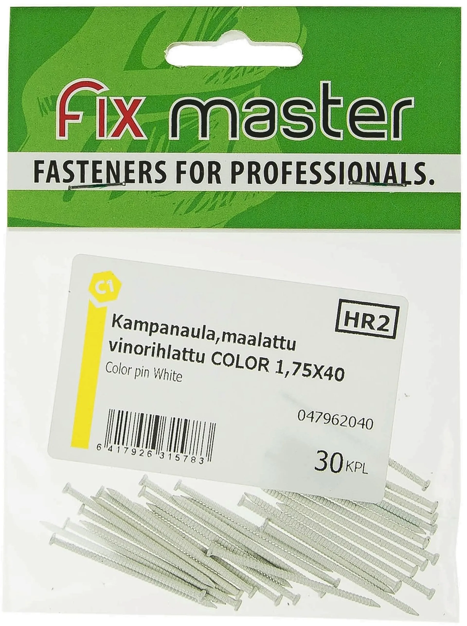 Fix Master kampanaula vinorihlattu, maalattu valkoinen 1,75X40 30kpl