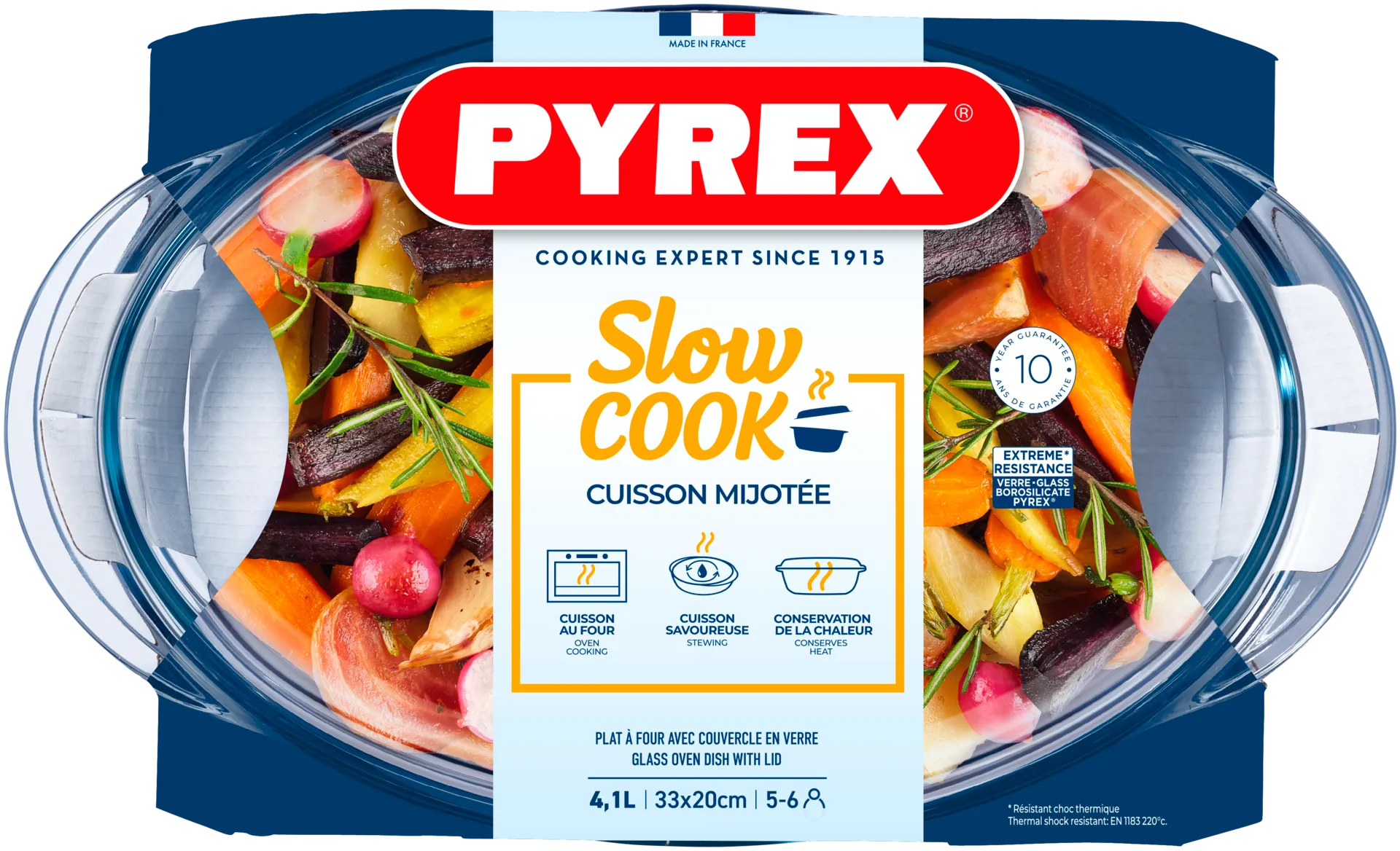 Pyrex lasipata, pata 2,9 l + kansi 1,6 l - 2