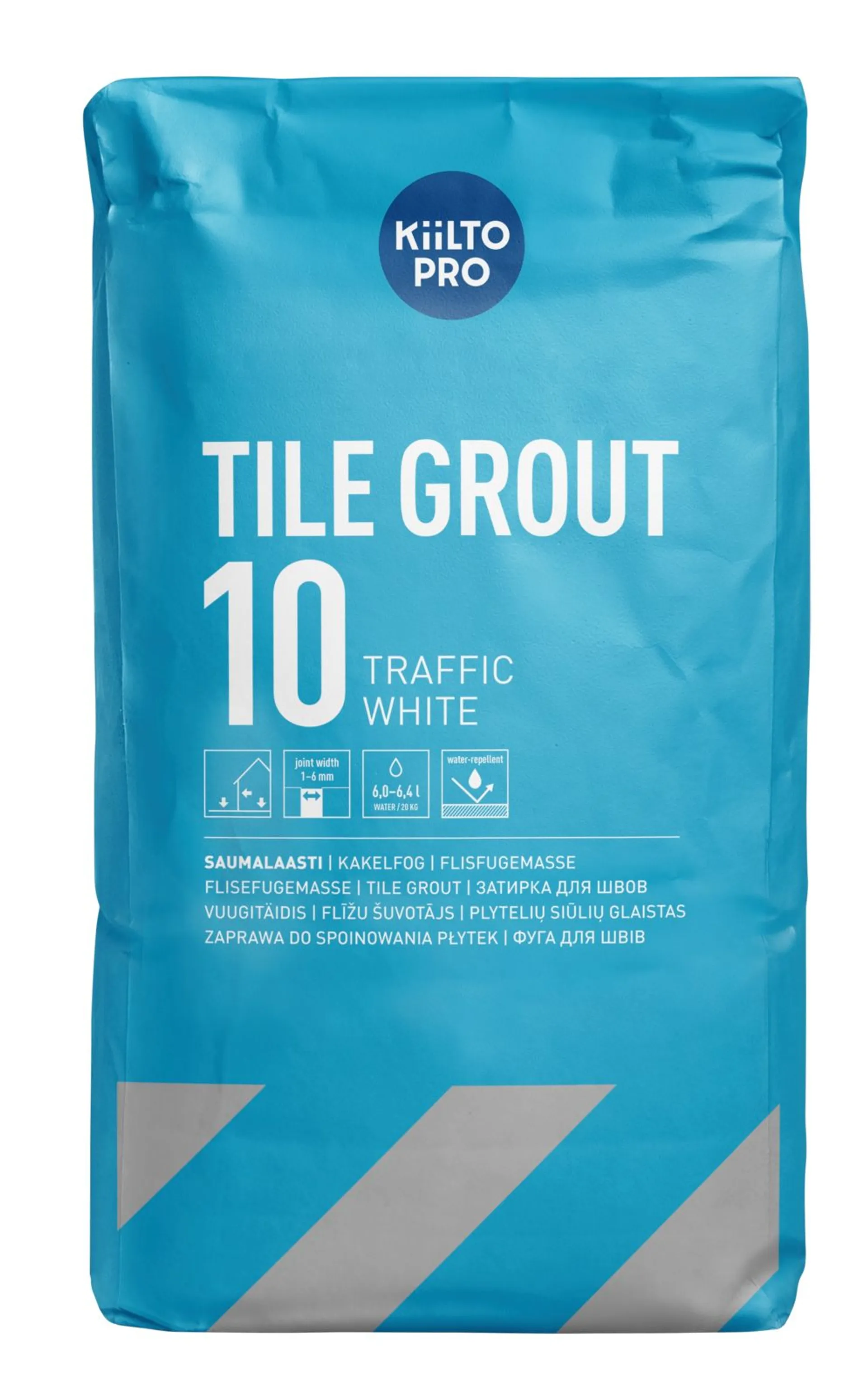 Kiilto Pro Tile grout saumalaasti 10 traffic white 20 kg