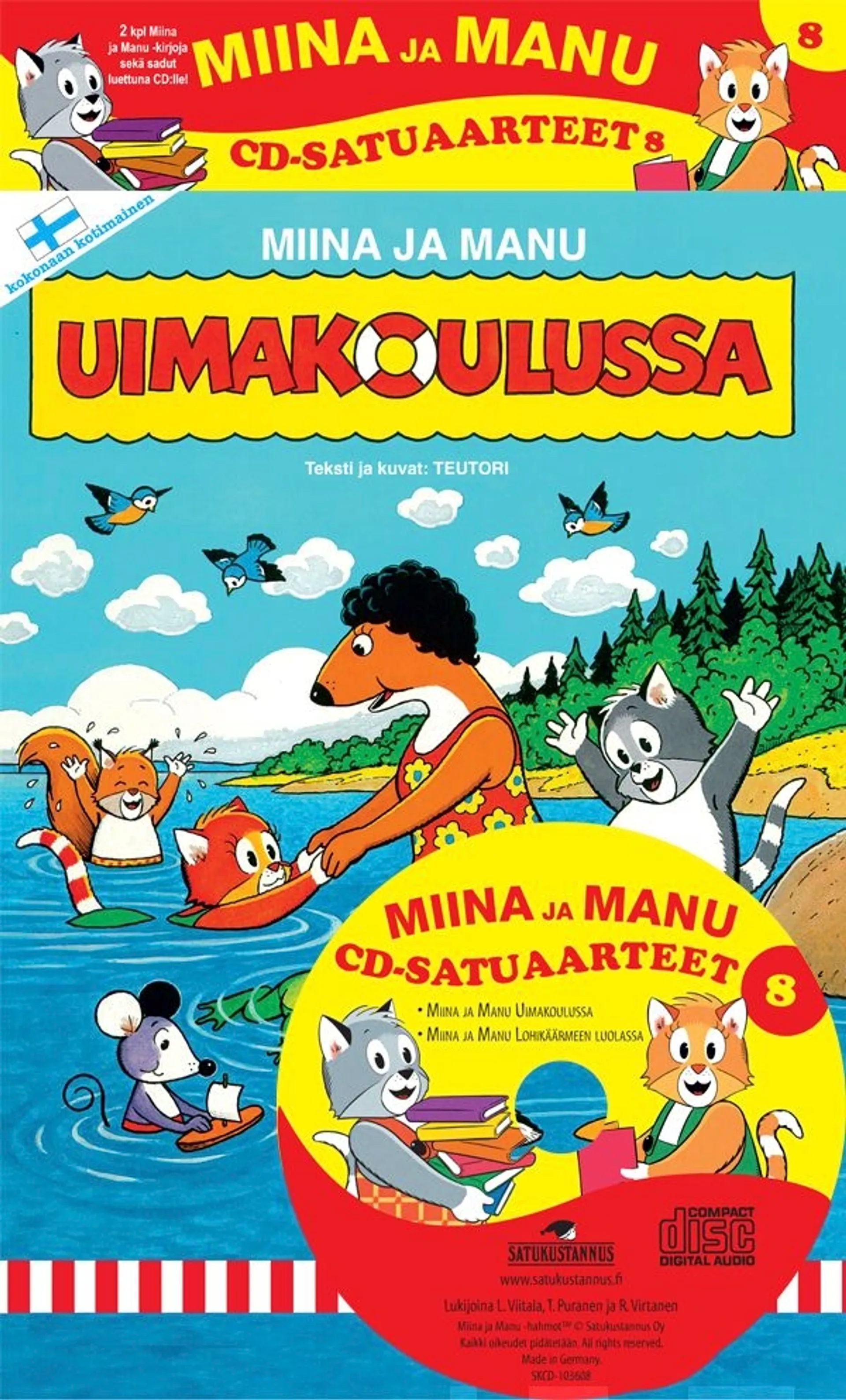 Teutori, Miinan ja Manun cd-satuaarteet  8 (2 kirjaa + cd-levy) - Miina ja Manu lohikäärmeen luolassa : Miina ja uimakoulussa