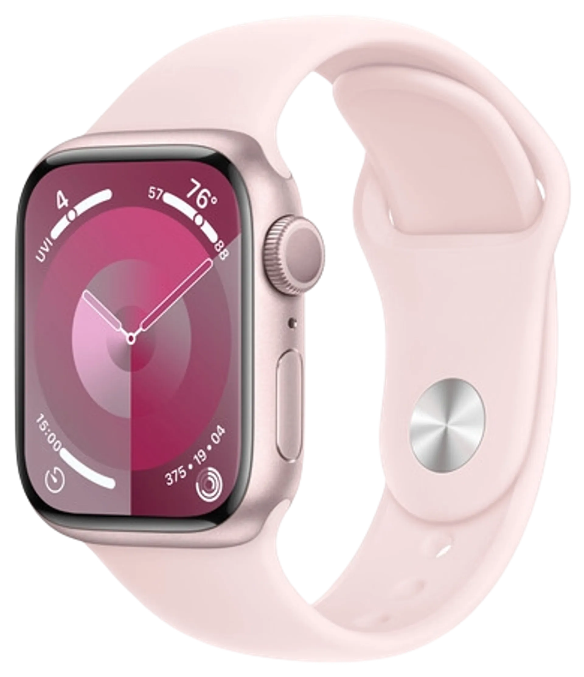 Apple watch Series 9 GPS 41mm pinkki alumiinikotelo vaaleanpunainen urheiluranneke  - S/M MR933KS/A