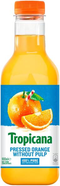 Tropicana pressed orange juice without pulp appelsiinitäysmehu ilman hedelmälihaa 0,9l