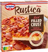 Dr. Oetker Rustica Filled Crust Triple Pepperoni pakastepizza 489 g