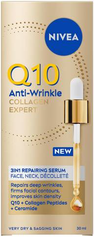 NIVEA 30ml Q10 Anti-Wrinkle Collagen Expert 3in1 Repairing Serum -kasvoseerumi