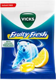 Vicks Fruity Fresh Lemon sokeriton kurkkupastilli 72g