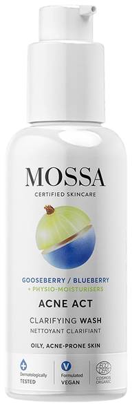 Mossa Acne Act Juicy Clean Clarifying Wash puhdistusgeeli COSMOS ORGANIC 140 ml