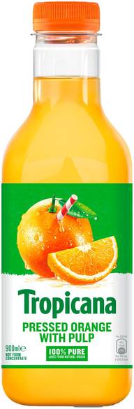 Tropicana pressed orange juice with pulp appelsiinitäysmehu hedelmälihalla 0,9l