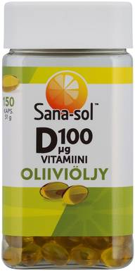 Sana-sol D-vitamiini 100µg Oliiviöljy kapseli 150kaps/51g