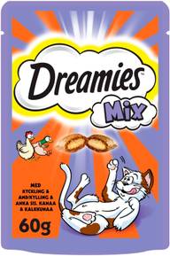 Dreamies Mix sis. Kanaa & Ankkaa - Kissanherkku pussissa - (60 g)