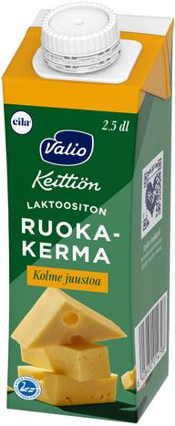 Valio Keittiön ruokakerma kolme juustoa UHT laktoositon 2,5 dl