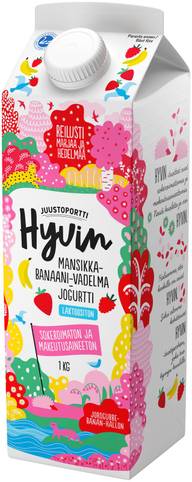 Juustoportti Hyvin jogurtti 1 kg mansikka-banaani-vadelma laktoositon