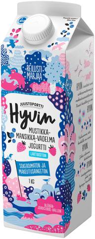 Juustoportti Hyvin jogurtti 1 kg mustikka-mansikka-vadelma laktoositon