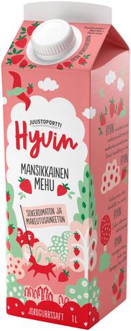 Juustoportti Hyvin mehu 1 l mansikkainen
