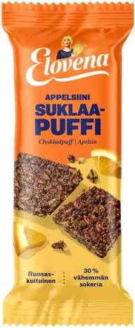 Elovena 30g tumma suklaa & appelsiini kaurapuffi välipalapatukka