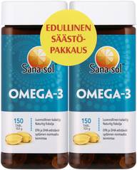 Sana-sol Omega-3 rasvahappokapseli luonnollinen kalaöljy 2 x 150kaps/107g