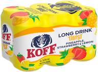 6-pack Koff Long Drink Twist Pineapple Strawberry Lemon long drink 5,5 % tölkki 0,33 L