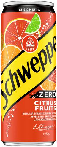Schweppes Citrus Fruits Zero virvoitusjuoma tölkki 0,33 L