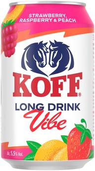 Koff Long Drink Vibe Strawberry Raspberry Peach long drink 5,5 % tölkki 0,33 L