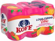 6-pack Koff Long Drink Vibe Strawberry Raspberry Peach long drink 5,5 % tölkki 0,33 L