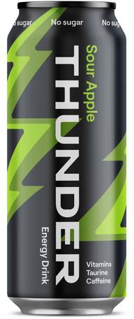 THUNDER ENERGY No sugar Sour apple energiajuoma 500 ml