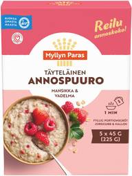 Myllyn Paras Täyteläinen Annospuuro Mansikka & Vadelma 5x45g
