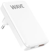 Wave 65W Pikalataava Slim GaN -verkkolaturi, 1 x USB Type-C + 1 x USB-A, Valkoinen