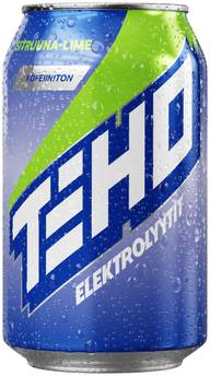 TEHO Kofeiiniton Elektrolyyttijuoma Sitruuna-lime 0,33 l tlk