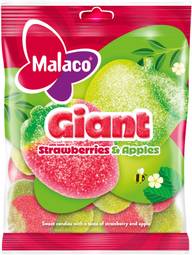 Malaco Giant Strawberries and Apples makeissekoitus 180g