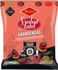 Halva Vanhat Autot Vararengas salmiakin- ja hedelmänmakuisia makeisia 120 g