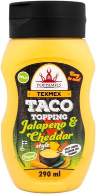 Poppamies Texmex Taco Topping Jalapeno & Cheddar Style maustekastike 290ml