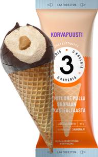 3 Kaveria Laktoositon Korvapuusti jäätelötuutti 150ml/95g