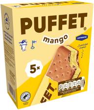 Puffet Mango laktoositon välipalajäätelö monipakkaus 5x62g/1,1dl