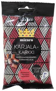 Kouvolan Herkku Karjala vadelmasalmiakkikaremelleja 80g