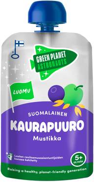 Green Planet Astronauts Luomu Suomalainen Kaurapuuro Mustikka 100g 5kk+