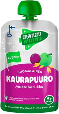 Green Planet Astronauts Luomu Suomalainen Kaurapuuro Mustaherukka 100g 5kk+