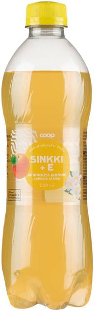 Coop aprikoosi-jasmiini sinkki + E-vitamiini hiilihapotettu juoma 0,5l