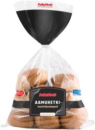 Pulla-Pirtti Aamuhetki-moniviljasämpylä 8/400g halkaistu laktoositon runsaskuituinen moniviljasämpylä