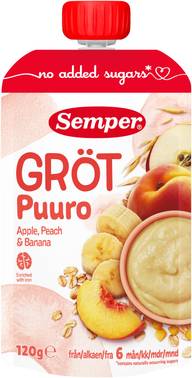 Semper Puuro Omena, persikka & banaani 6kk käyttövalmis lastenpuuro 120g