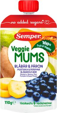 Semper Veggiemums Mustikka & päärynä alkaen 6kk hedelmäsose 110g