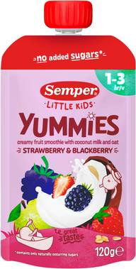 Semper Yummies smoothie mansikka & karhunvatukka 120g 1-3-vuotiaille