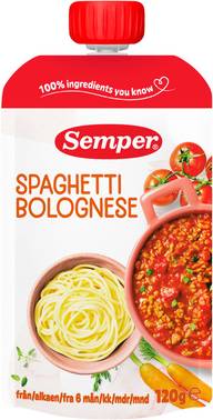 Semper Spaghetti Bolognese lastenateria 6kk 120g