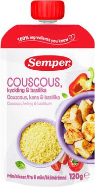 Semper Couscous kana & basilika lastenateria 6kk 120g