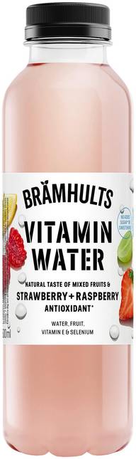 Brämhults Vitamin Water vitaminoitu ja seleenillä täydennetty Rypäle-sitruuna-mansikka-vadelmajuoma 0,5 L